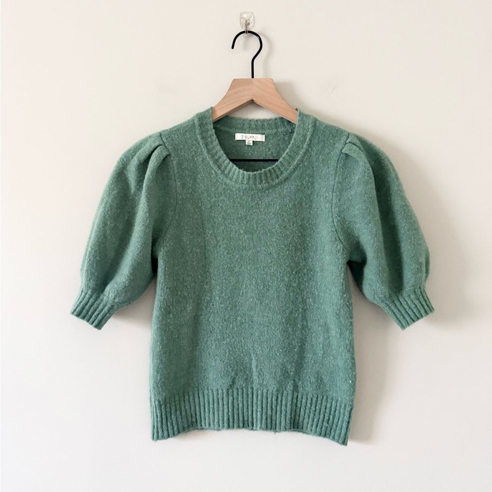 Z Supply Puff Sleeve Wool/Alpaca Blend Sweater in Sage Green Size S